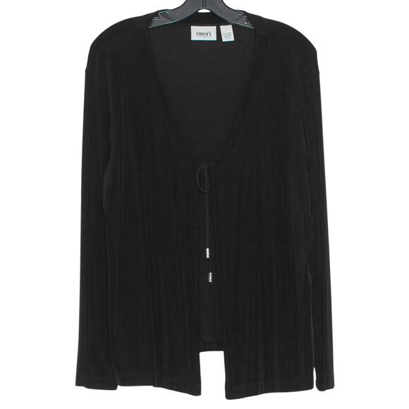 Chicos Travelers Cardigan Slinky Y2K Minimalist 90s Grunge Classic Black 3 XL 16 - Picture 1 of 6